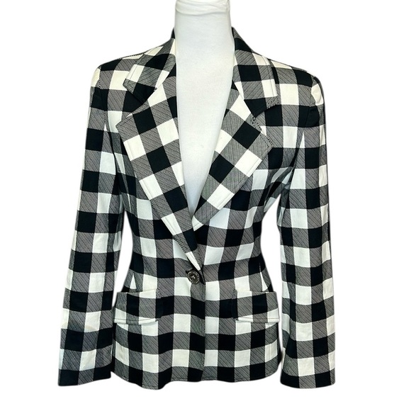 Emanuel Ungaro Black and Off White Checkered Blazer - Picture 1 of 7